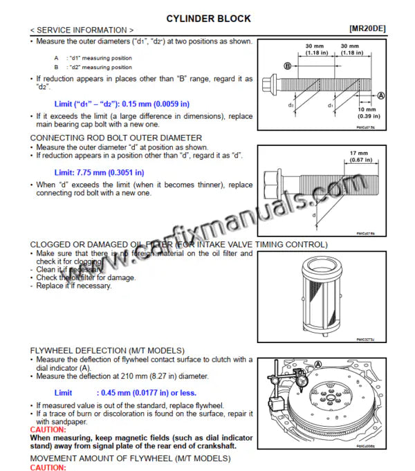 Specialized engine service blueprints for the 2010-2012 Sentra, detailing cooling system flow, fuel rail pressure specs, and internal component tolerances for the MR20DE and QR25DE engines.