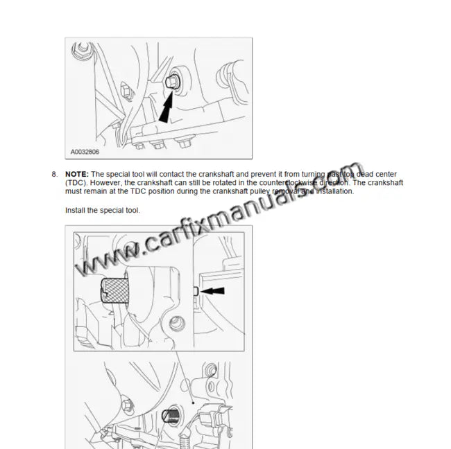 Specialized engine overhaul data for the 2008-2011 Ford Escape & Mercury Mariner, featuring timing specs for the 3.0L V6, 2.3L I4, and the Atkinson-cycle Hybrid powerplant in a searchable PDF format.
