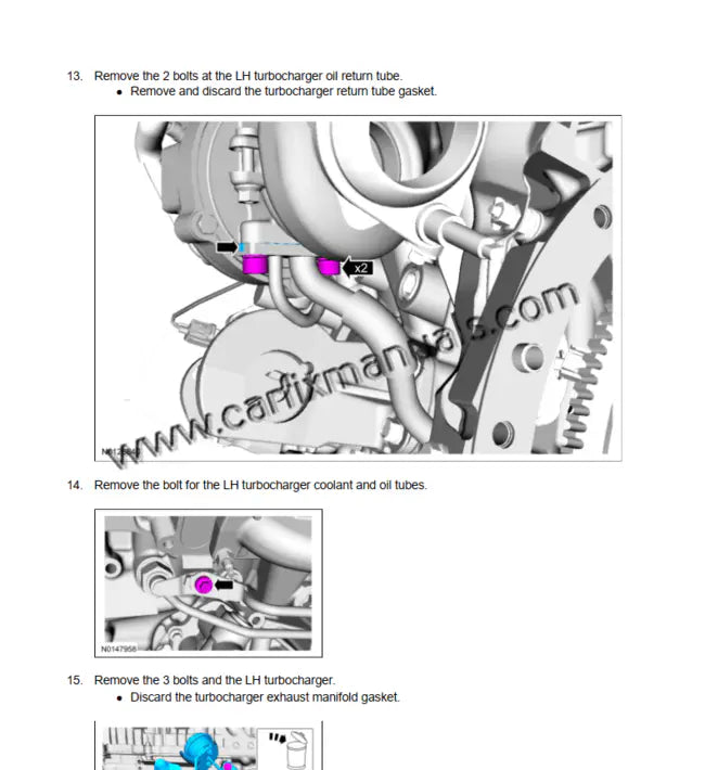 Comprehensive engine rebuild encyclopedia for the 2009-2014 Ford F-150, detailing 5.0L Coyote V8 timing, 3.5L EcoBoost turbo service, and 6.2L Boss V8 internal specs across 6,800+ pages in PDF format.