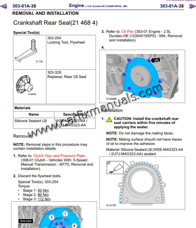 Engineering drawing of the Ford T6 drivetrain, showing the 6R80 automatic torque converter and the mechanical internals of the MT82 manual transmission for 4x4 models.