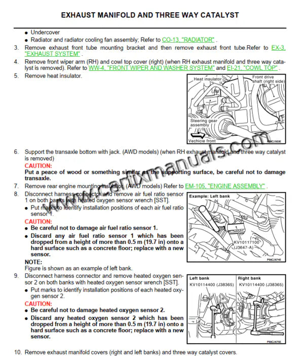 Under-chassis structural schematics for the Nissan Murano Z50 (2002-2007), illustrating independent rear suspension alignment, front strut assembly, and ABS hydraulic system service in PDF format.