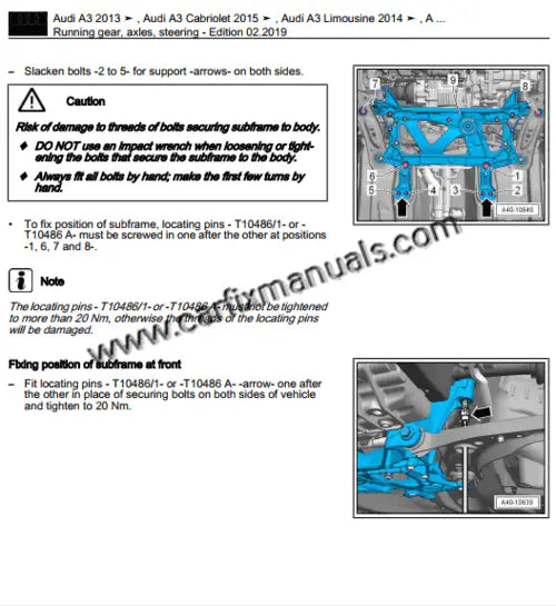Advanced drivetrain diagnostic blueprints for the Audi A3 8V (2013-2020), documenting mechatronic unit recalibration for the S tronic dual-clutch and internal clutch service for the 6-speed manual in a searchable PDF format.
