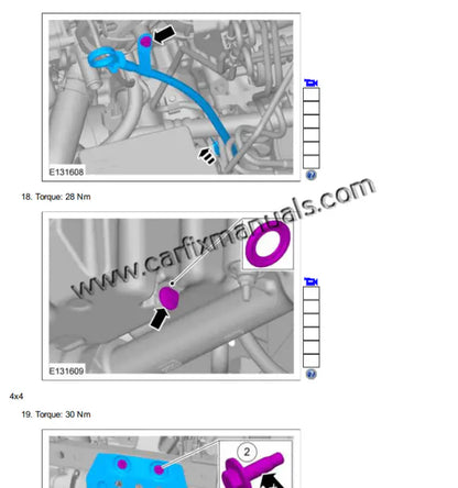 Technical schematic of the Ford Ranger PX MK2 drivetrain, illustrating the 6R80 automatic transmission valve body and the Electronic Shift-On-The-Fly (ESOF) transfer case components.