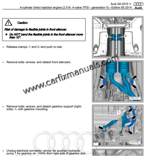 Workshop Manual Audi A8 S8 (2010-2017) Includes Wiring PDF
