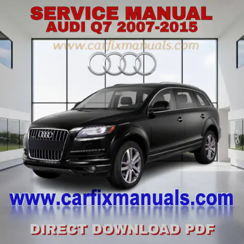Ultimate first-generation luxury SUV workshop encyclopedia for the Audi Q7 (2007-2015), containing searchable PDF format data for aluminum-intensive body repairs, interior three-row seating mechanics, and factory torque sequences.
