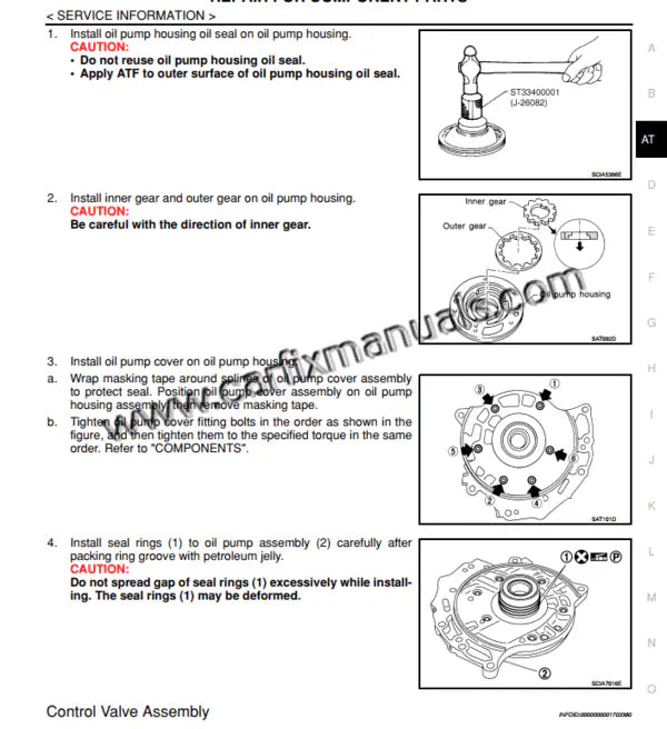 Transmission service manual for the Versa C11, detailing diagnostics and overhaul steps for the RE4F03B 4-speed automatic, Xtronic CVT, and 5/6-speed manual gearboxes.