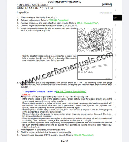 Detailed mechanical overhaul guide for Nissan X-Trail T31 engines, featuring timing chain alignment and cylinder head specifications for MR20DE, QR25DE, and M9R diesel variants.