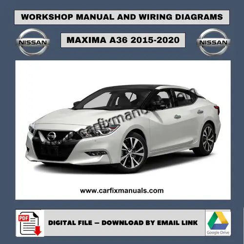 Comprehensive luxury sedan repair encyclopedia for the Nissan Maxima A36 (2015-2020), providing 4-Door Sports Car (4DSC) technical data for climate control, SRS airbags, and total vehicle diagnostics in PDF format.