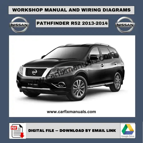 Full-scale factory workshop encyclopedia for the Nissan Pathfinder R52 (2012-2014), encompassing structural body alignment, interior trim removal, and total vehicle diagnostic routines in a searchable PDF format.