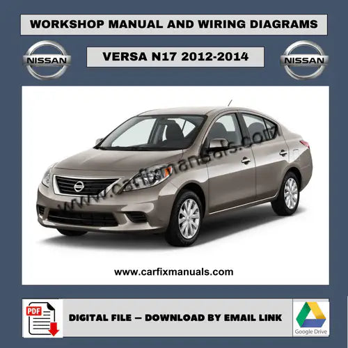 Comprehensive 1,200-page workshop suite for the 2012-2014 Nissan Versa, providing a unified digital reference for both mechanical systems and vehicle-wide electronics.