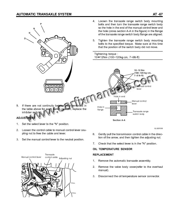 Workshop schematic for Hyundai Tucson 2004-2009 transmissions, featuring manual and automatic gearbox assembly and electronic 4WD transfer case diagnostics.