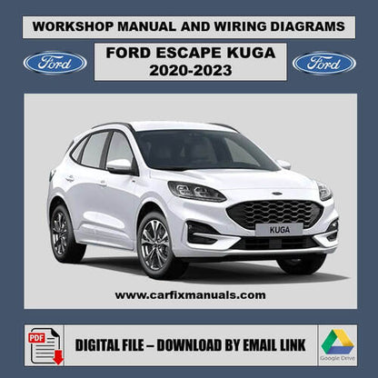 Digital preview of the massive 15,000-page Ford Escape and Kuga factory repair library, containing exhaustive step-by-step instructions for every nut and bolt on the global platform.