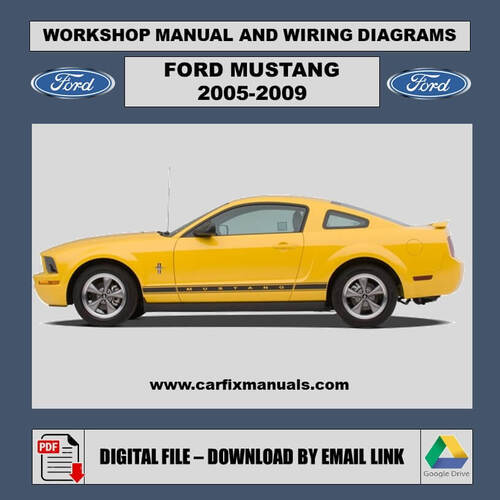 Ultimate workshop encyclopedia for the 2005-2009 Ford Mustang, containing searchable PDF format data for body structural alignment, interior trim removal, and factory-authorized torque sequences.